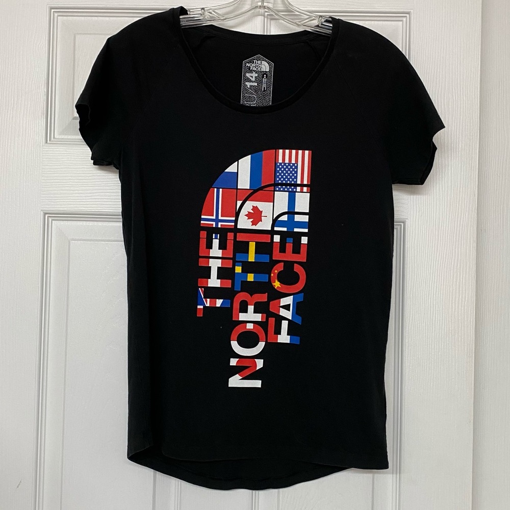 The North Face RU 14 Sochi Olympics Graphic Black T-shirt Flags Sz M